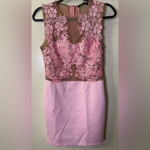 Workshop Women’s Pink Sheer Floral Dress, size Small